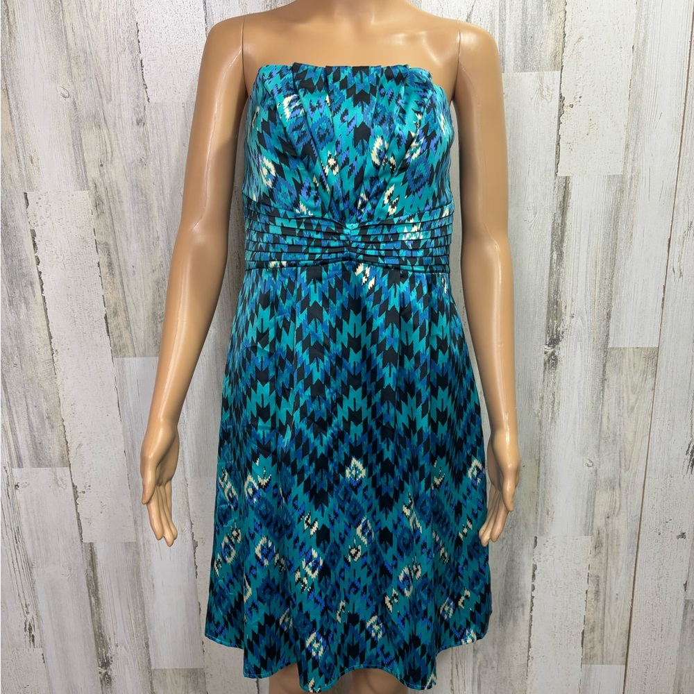 Gianni Bini Teal and Black Strapless Dress